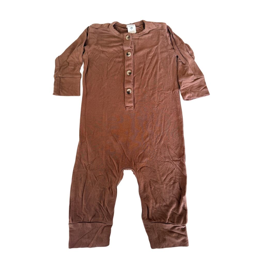 Kate Quinn Bamboo Henley Romper - Brown Coverall